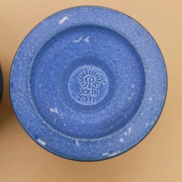 Antique Rookwood Pottery Lily Pad Candlestick Pair #2311 Blue circa 1923 - Picture 9 of 13